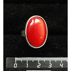 Кольцо с кошачьим глазом (синт.),  цвет тёмно-оранжевый, овал 25х18мм, безразмерное (литая оправа)