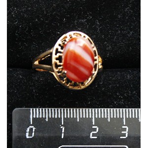 Кольцо c сердоликом полосатым , греческое, 14х10мм