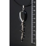 Кулон из агата черного, овал 30х20мм + шарик 4мм