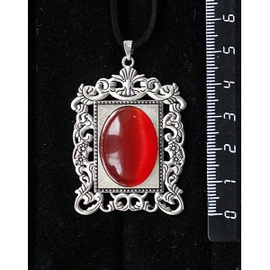 Кулон из кошачьего глаза (синт.),  цвет тёмно-оранжевый,"портрет", овал 25х18мм