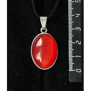 Кулон из кошачьего глаза (синт.),  цвет тёмно-оранжевый, простой овал 25х18мм