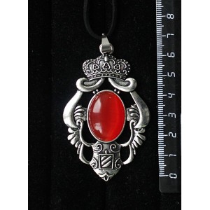 Кулон из кошачьего глаза (синт.),  цвет тёмно-оранжевый, овал 25х18мм, "императрица"