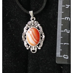 Кулон из сердолика полосатого, основа "принцесса", овал 14х10мм