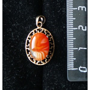 Кулон из сердолика полосатого,  "греческий", 14х10мм