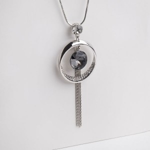 Кулон "Юпитер", цвет серый, цвет серебристый, 72 см (стекло, стразы)