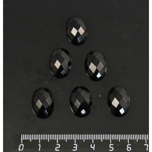 Кабошон из агата черного огранка, 18х13мм