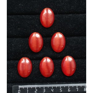 Кошачий глаз (синт.), кабошон овал 25х18мм, цвет тёмно-оранжевый