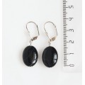 Серьги из агата черного, овалы 18х13мм
