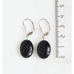 Серьги из агата черного, овалы 18х13мм