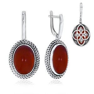 C925 Серьги 14,36г сердолик оксидирование