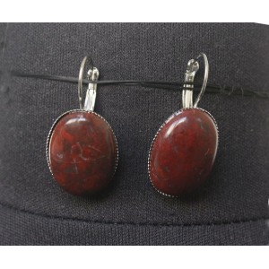 Серьги из яшмы красно-коричневой, овал 25х18мм, замок петелька