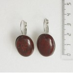 Серьги из яшмы красно-коричневой, овал 25х18мм, замок петелька