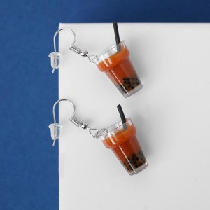 Серьги пластик "Коктейль", цвет коричневый Серьги пластик "Коктейль", цвет коричневый