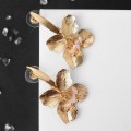 Серьги ассорти "Цветок" рельеф, цвет розовый, цвет золотистый