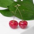 Серьги пластик "Ягодка" черешня, цвет золотистый
