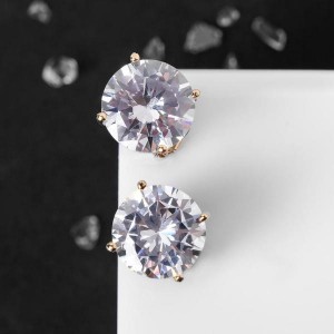 Клипсы "Вечеринка" крупные кристаллы, цвет белый, цвет серебристый