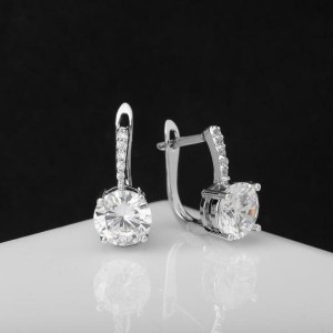 Серьги со стразами "Магия" блум, цвет белый, цвет серебристый