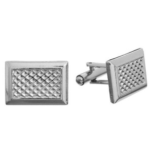 Запонки стальные "Прямоугольник" с точечным нанесением, цвет серебро