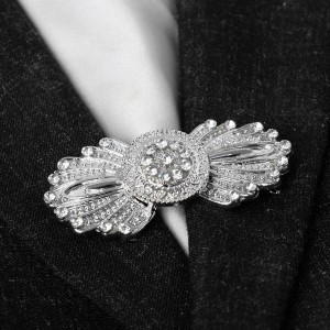 Зажим для кардигана "Перья", цвет белый, цвет серебристый