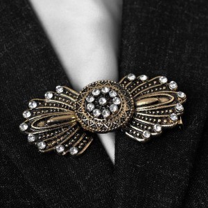 Зажим для кардигана "Перья", цвет белый, цвет золотистый