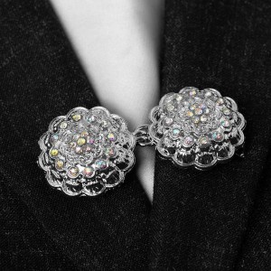 Зажим для кардигана "Ажур", цвет радужный, цвет серебристый