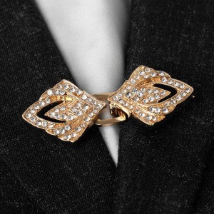 Зажим для кардигана "Пики", цвет белый, цвет золотистый