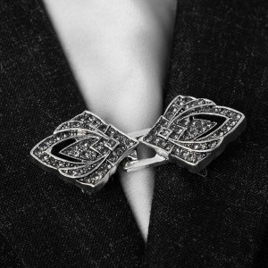 Зажим для кардигана "Пики", цвет серый, цвет серебристый