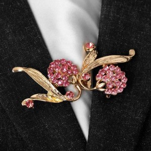 Зажим для кардигана "Ягоды", цвет малиновый, цвет золотистый