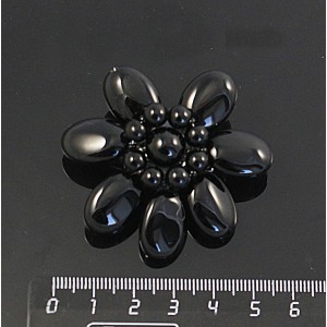 Брошь из агата черного "цветок"