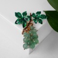 Брошь авантюрин зеленый виноград, зелёный, цвет золотистый