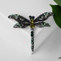 Брошь "Стрекоза" ажурная, цвет чёрно-зелёный, цвет серебристый