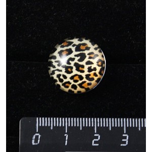 Брошь с кабошоном из пластика , рисунок "леопард", круг 20мм