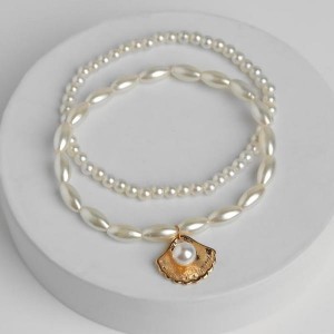 Браслет на ногу "Жемчужина на ракушке" цвет золото Браслет на ногу "Жемчужина на ракушке" цвет золото