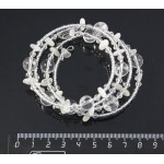 Браслет из лунного камня (галтовка) и горного хрусталя (шарик 10мм) на струнке с хрусталем и бисером