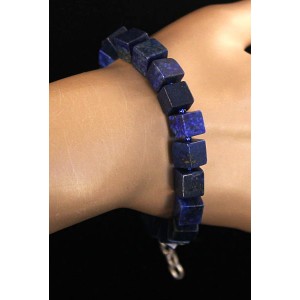 Браслет из лазурита, кубик 8мм, на застежке