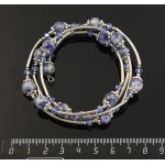 Браслет из лазурита бело-синего на струнке, шарик 8мм