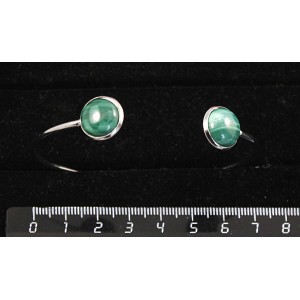 Браслет из малахита, 2 круга 12мм, жесткая основа