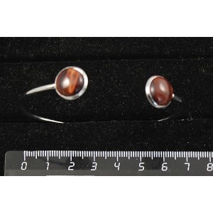 Браслет из бычьего глаза 2 круга 12мм, жесткая основа