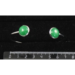 Браслет из кварца тонированного, цвет хризопраз,  2 круга 12мм, жесткая основа