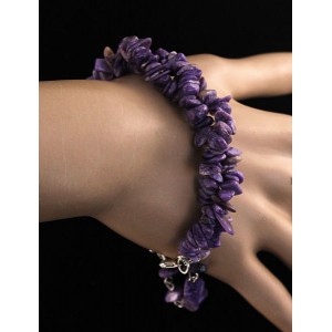 Браслет из чароита, галтовка, жгут 2 нити