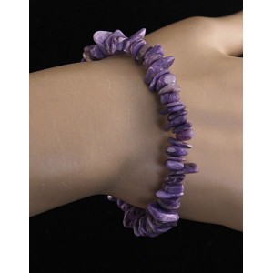 Браслет из чароита, галтовка на резинке