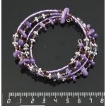 Браслет из чароита на струнке 4 оборота с хрусталем и бисером