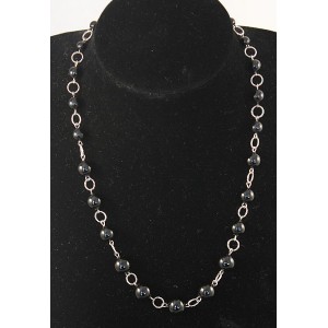 Бусы из агата черного на колечках, шарик по возрастающей 6-12мм