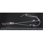 Колье-галстук на цепочке из аметиста, 3 прямоугольника + шарик 6мм