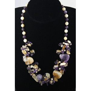 Колье из аметиста и цитрина объемное