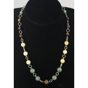 Бусы из цитрина, авантюрина зеленого, тигрового глаза на колечках, шарик по возрастающей 6-12мм