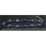 Бусы из лазурита на колечках, крупная огранка + шарик 6мм