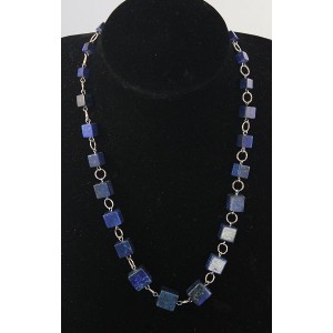 Бусы из лазурита (синий) на колечках, кубик по возрастающей 6,8,10,12мм