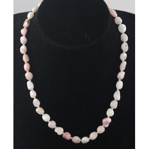 Бусы из опала розового, мятый овал 9-12мм