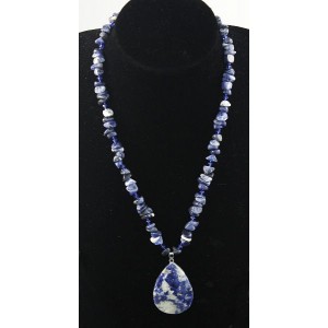 Колье-кулон из содалита, капелька 50х35мм